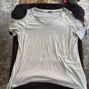 In’voland Gray/Green/blue Cut Out Short Sleeve T-Shirt